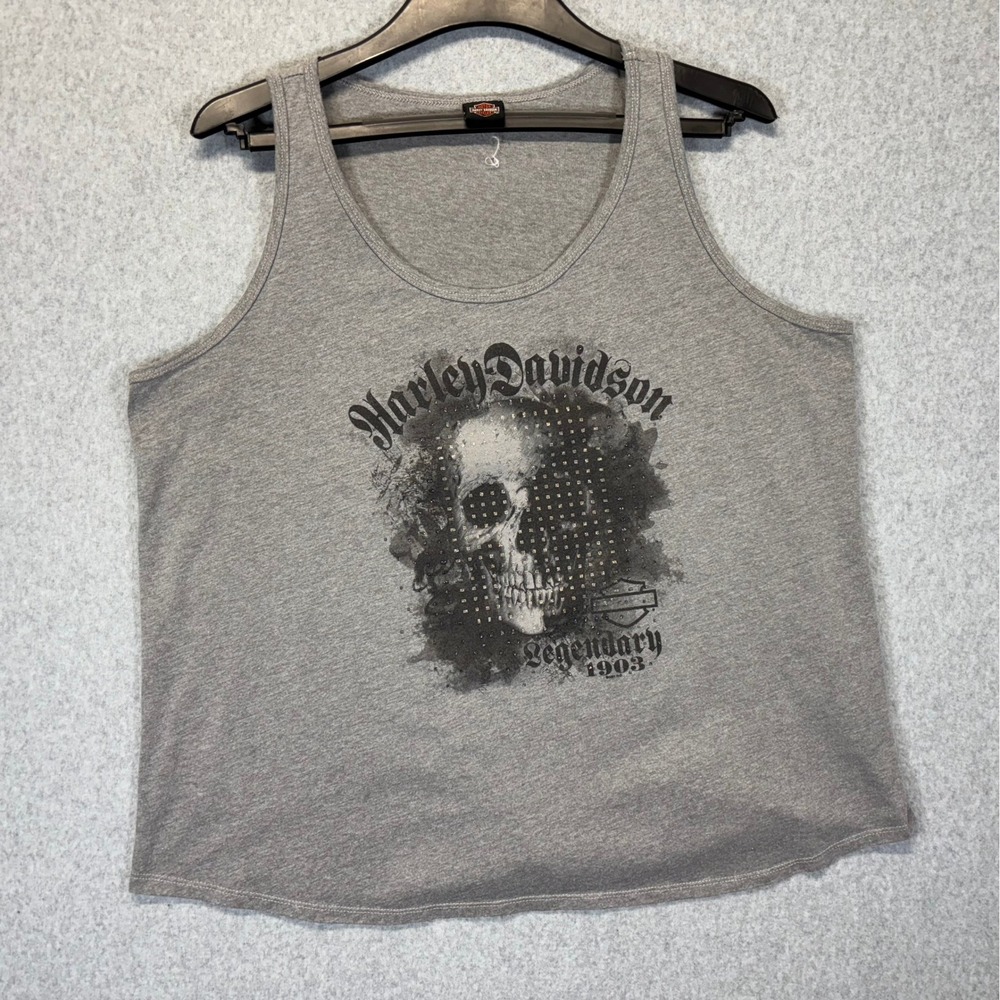 Harley Davidson Womens Willie G Skull Rhinestone Tank Top Lake of the Ozarks